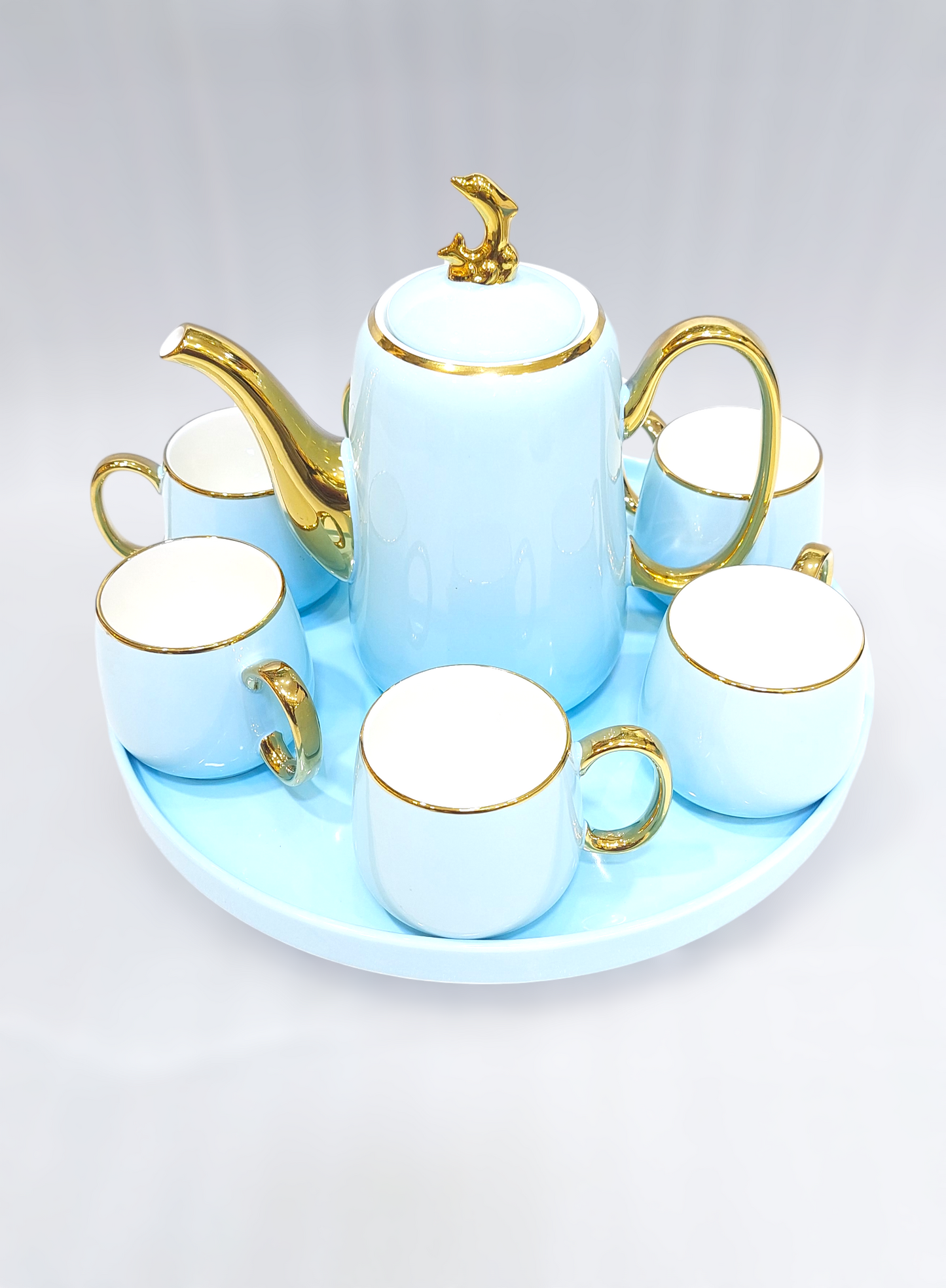 Revolving & Gold Tea Set with Tray