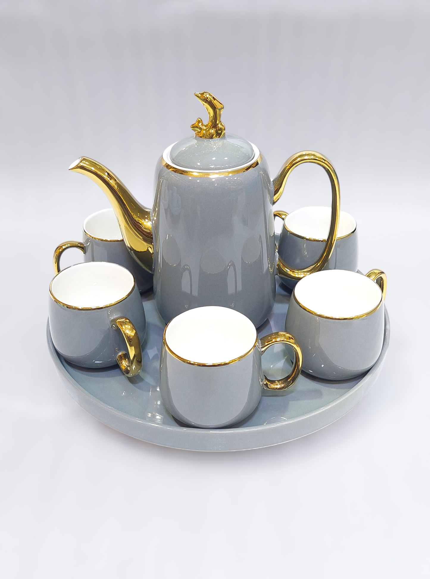 Revolving & Gold Tea Set with Tray