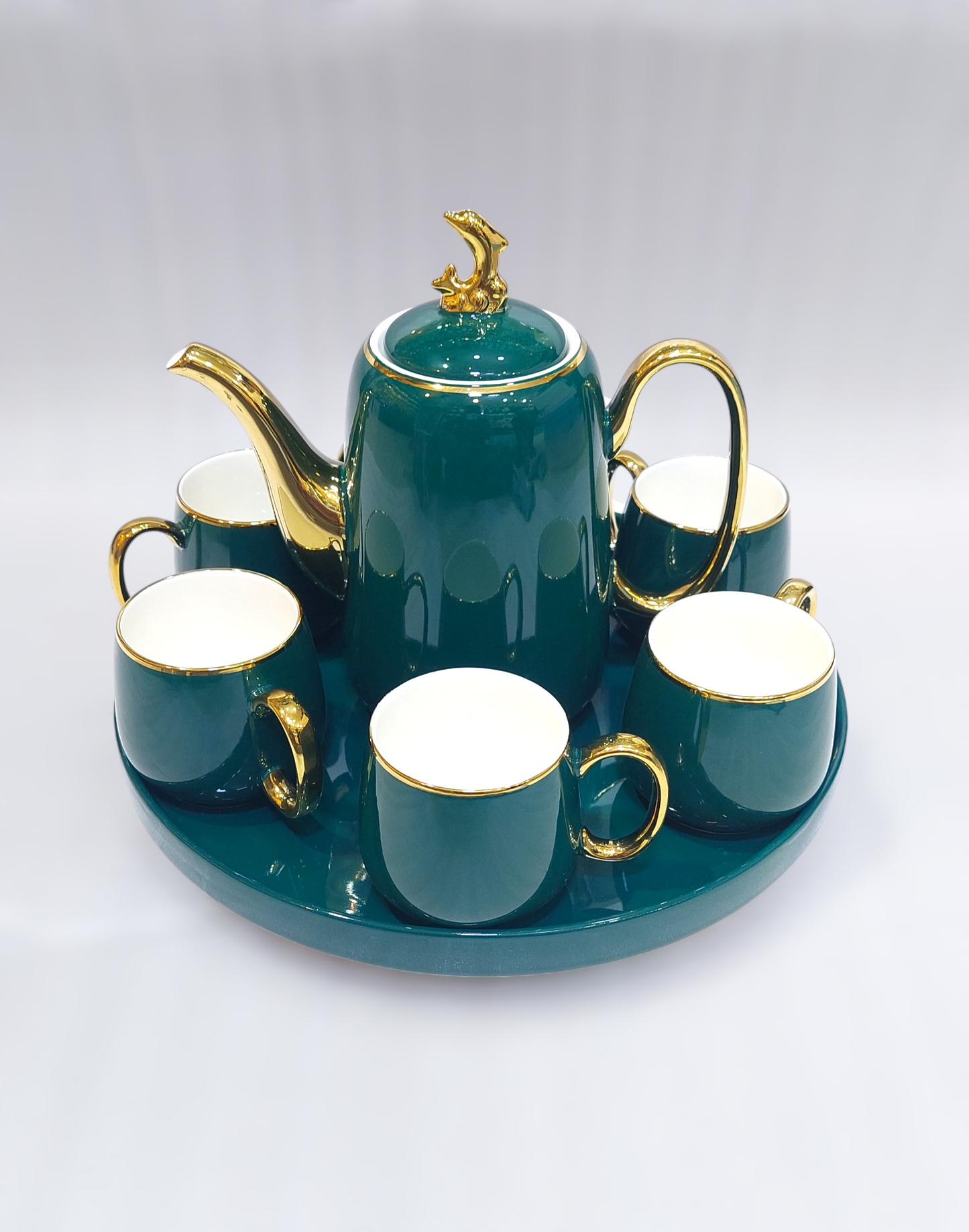 Revolving & Gold Tea Set with Tray