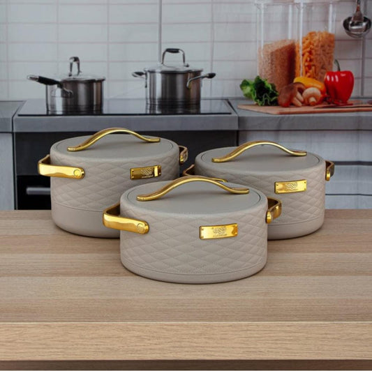 3 PCS Leather Texture Round Hot Pot Set - Elegant Design with Premium Functionality